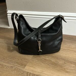 COACH Y2K Vintage Coach Hamptons Clip Hobo  Black Smooth Leather Nickel Shoulder